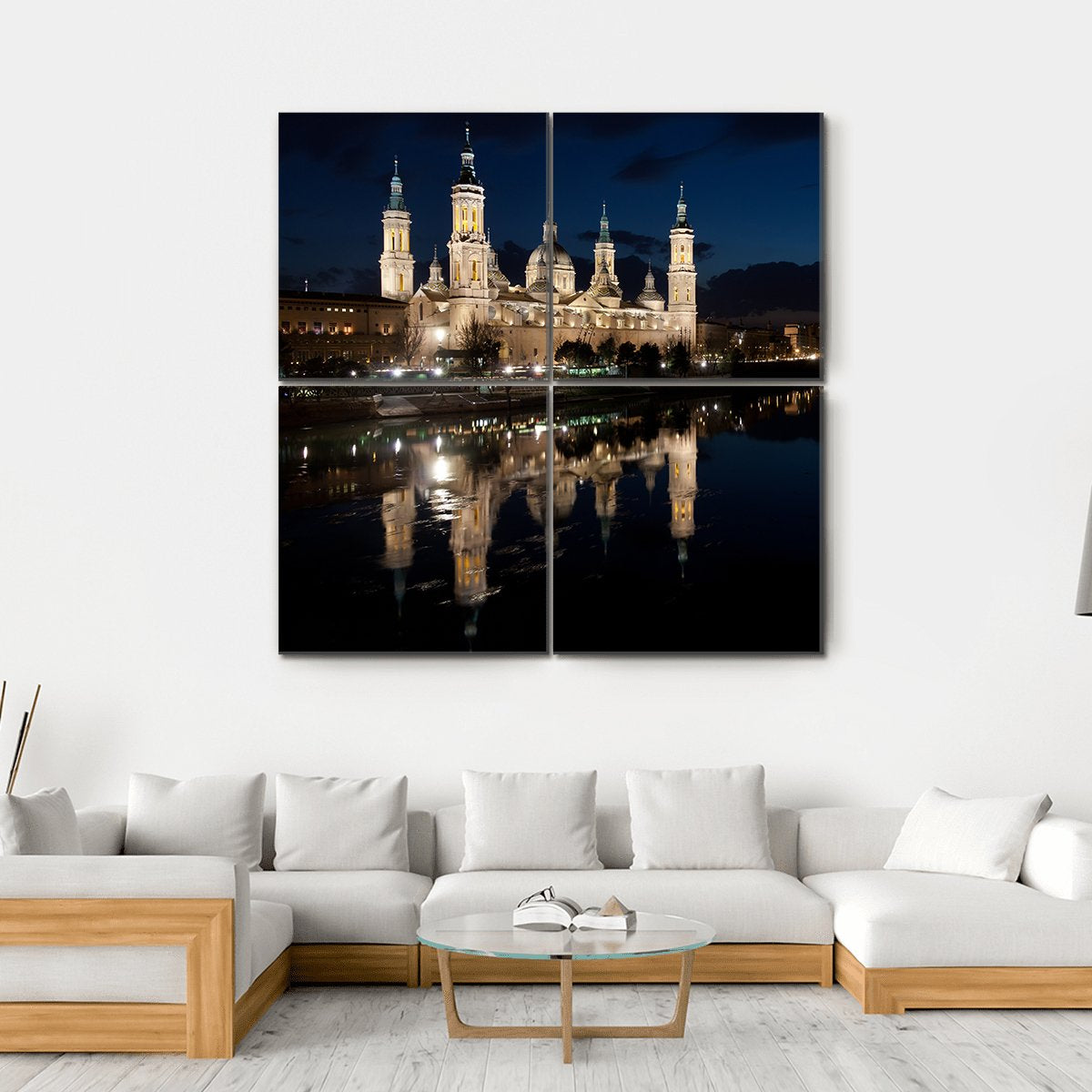 View Of The Basilica Cathedral Of Our Lady Of The Pillar Canvas Wall Art-4 Square-Gallery Wrap-17" x 17"-Tiaracle