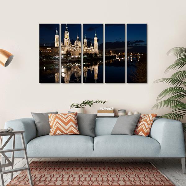 View Of The Basilica Cathedral Of Our Lady Of The Pillar Canvas Wall Art-5 Horizontal-Gallery Wrap-22" x 12"-Tiaracle