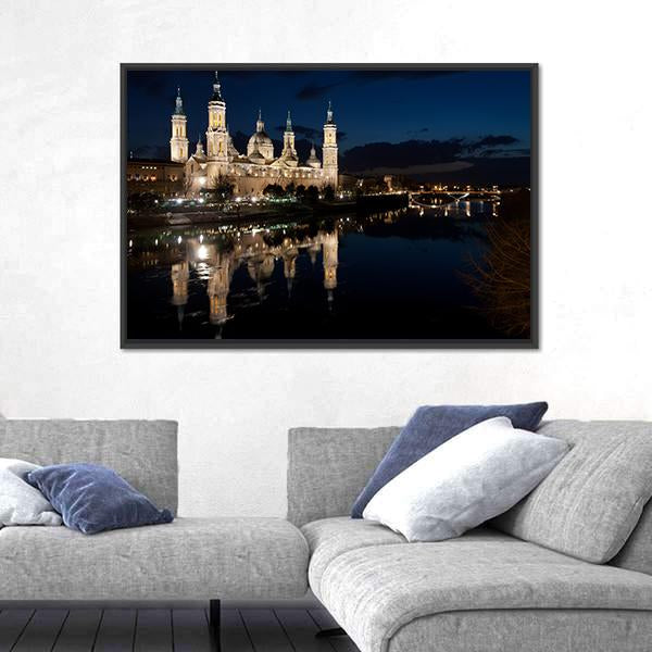 View Of The Basilica Cathedral Of Our Lady Of The Pillar Canvas Wall Art-3 Horizontal-Gallery Wrap-25" x 16"-Tiaracle