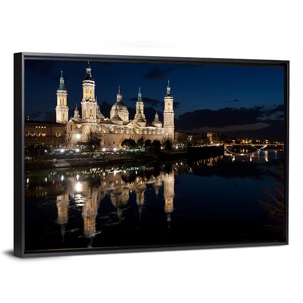 View Of The Basilica Cathedral Of Our Lady Of The Pillar Canvas Wall Art-5 Horizontal-Gallery Wrap-22" x 12"-Tiaracle