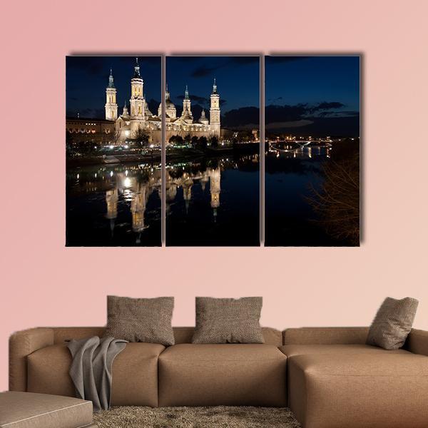 View Of The Basilica Cathedral Of Our Lady Of The Pillar Canvas Wall Art-3 Horizontal-Gallery Wrap-37" x 24"-Tiaracle
