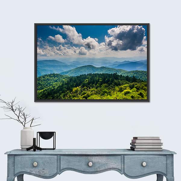 View Of The Blue Ridge Mountains Canvas Wall Art-1 Piece-Floating Frame-24" x 16"-Tiaracle