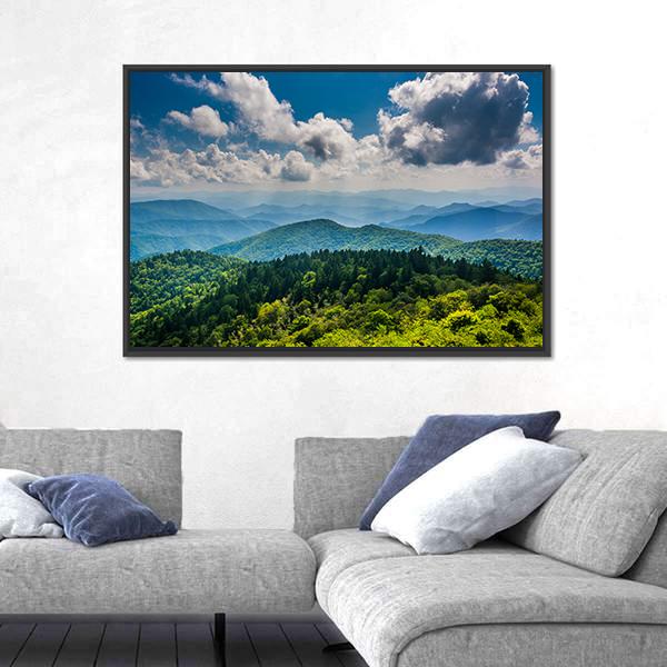 View Of The Blue Ridge Mountains Canvas Wall Art-3 Horizontal-Gallery Wrap-25" x 16"-Tiaracle