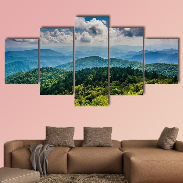 View Of The Blue Ridge Mountains Canvas Wall Art-5 Star-Gallery Wrap-62&quot; x 32&quot;-Tiaracle