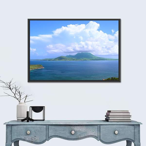 View Of The Caribbean Island Nevis Canvas Wall Art-1 Piece-Floating Frame-24" x 16"-Tiaracle