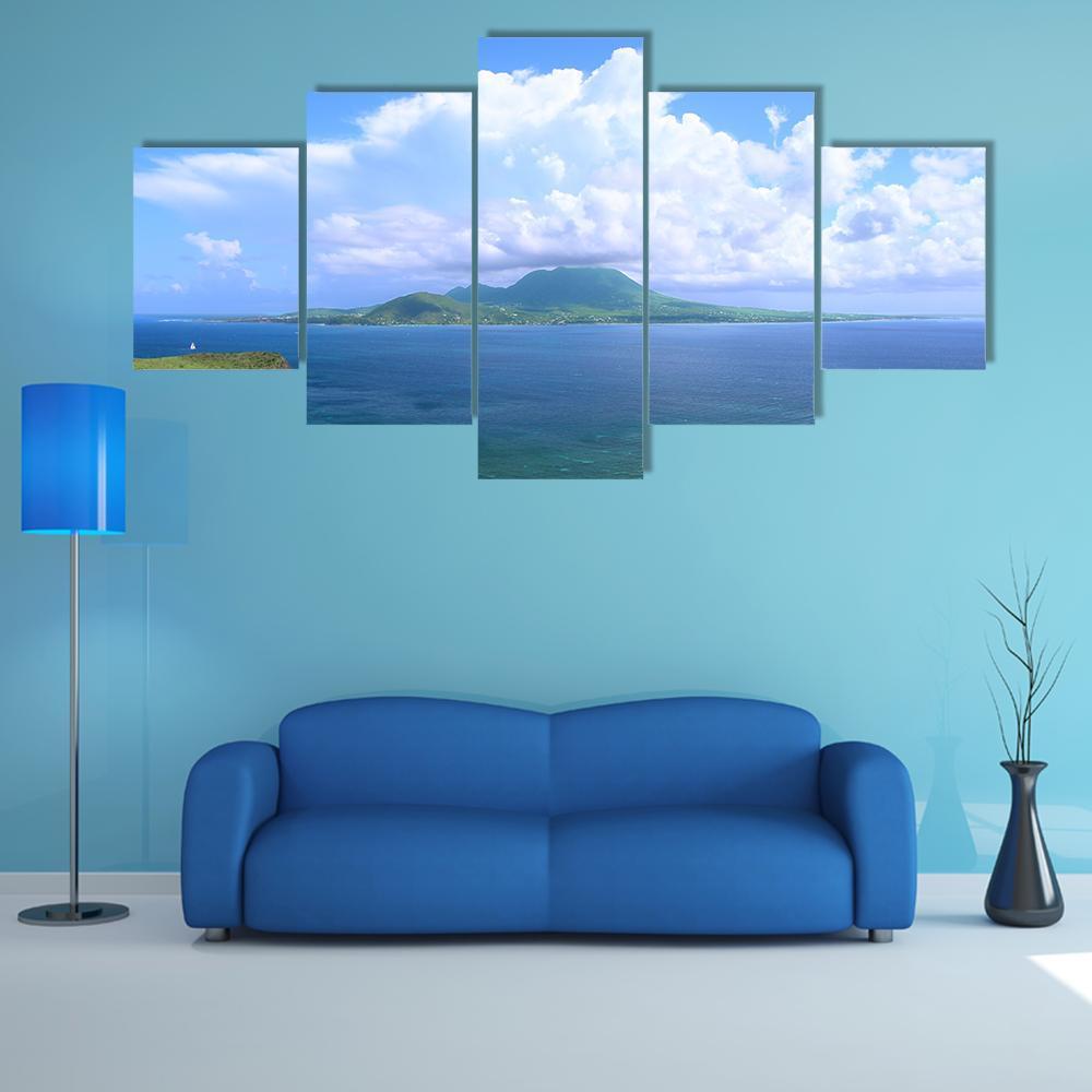 View Of The Caribbean Island Nevis Canvas Wall Art-1 Piece-Gallery Wrap-48" x 32"-Tiaracle