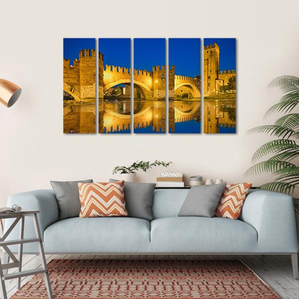 Castelvecchio Bridge Canvas Wall Art-5 Horizontal-Gallery Wrap-22" x 12"-Tiaracle
