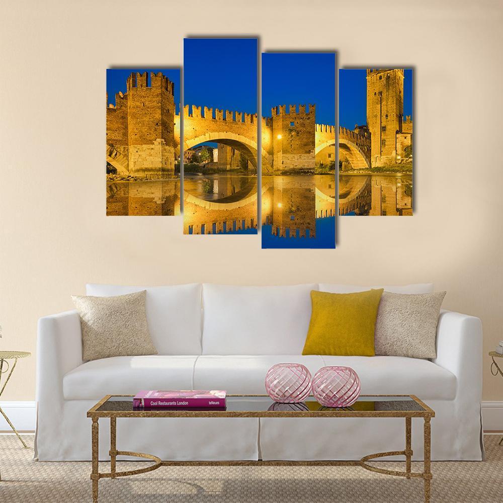 Castelvecchio Bridge Canvas Wall Art-4 Pop-Gallery Wrap-50" x 32"-Tiaracle