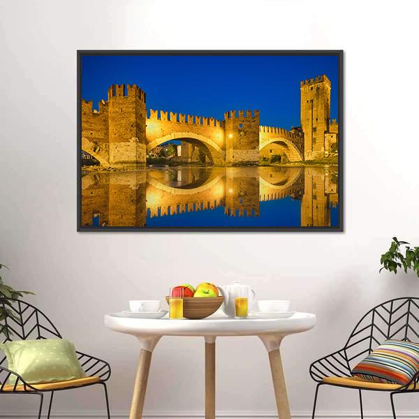 Castelvecchio Bridge Canvas Wall Art-3 Horizontal-Gallery Wrap-25" x 16"-Tiaracle