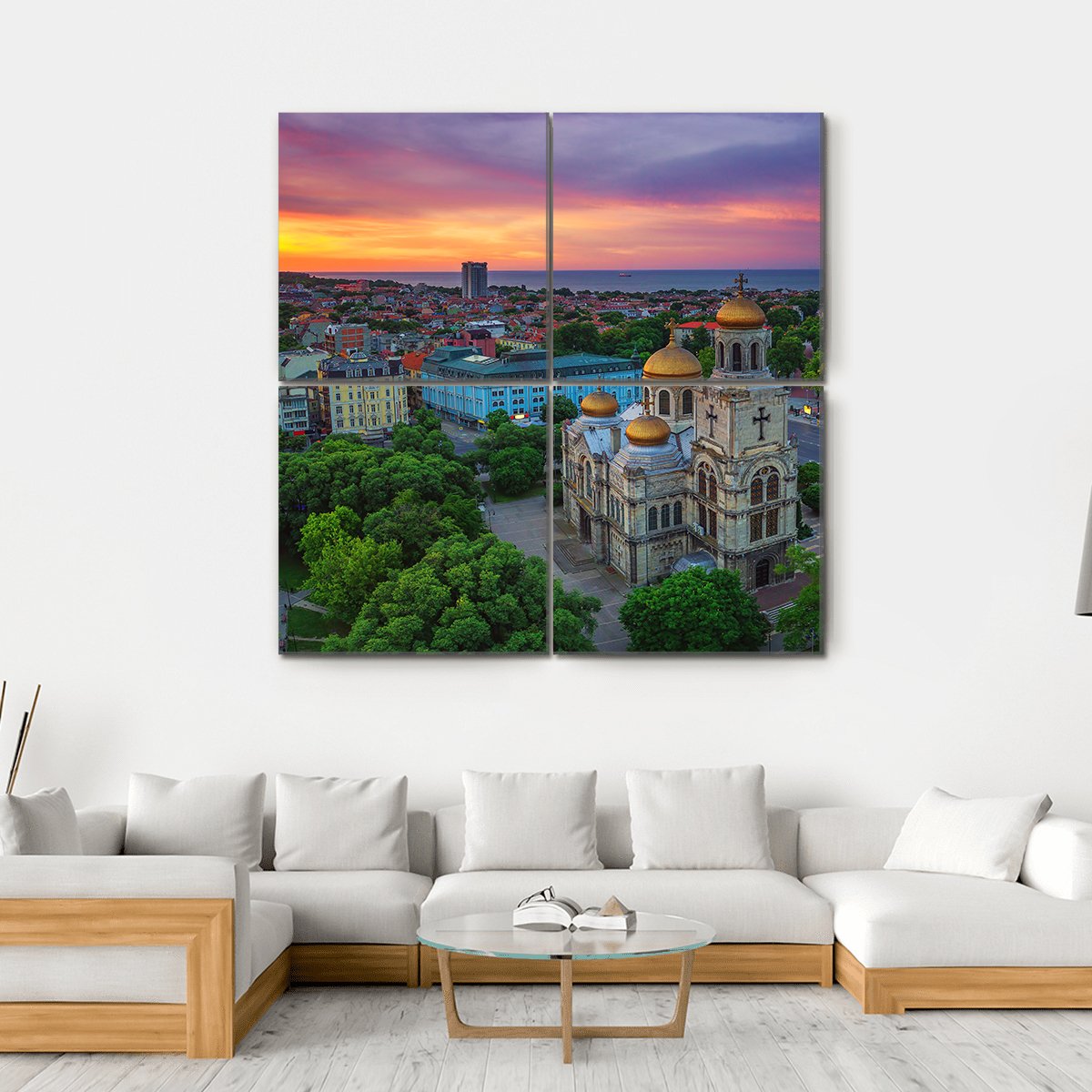 View Of The Cathedral Of Assumption In Varna Canvas Wall Art-4 Square-Gallery Wrap-17" x 17"-Tiaracle