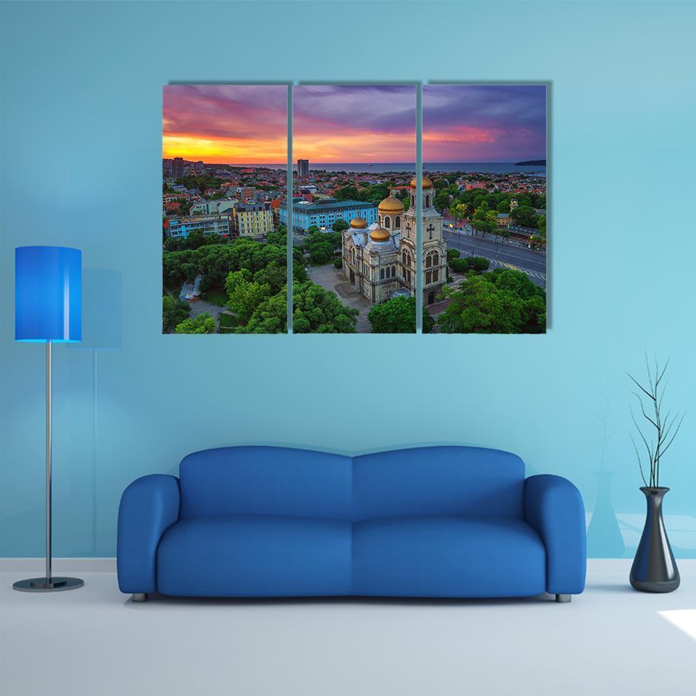 View Of The Cathedral Of Assumption In Varna Canvas Wall Art-3 Horizontal-Gallery Wrap-37&quot; x 24&quot;-Tiaracle