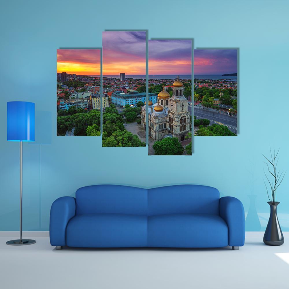 View Of The Cathedral Of Assumption In Varna Canvas Wall Art-4 Pop-Gallery Wrap-50" x 32"-Tiaracle