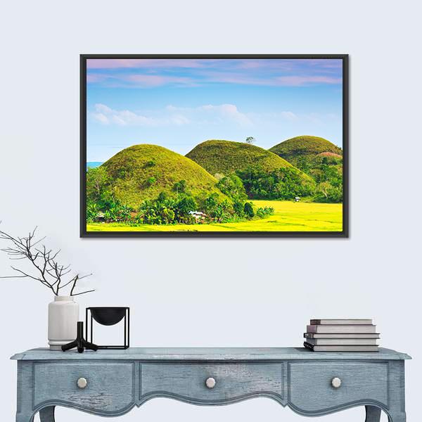 View Of The Chocolate Hills Canvas Wall Art-1 Piece-Floating Frame-24" x 16"-Tiaracle