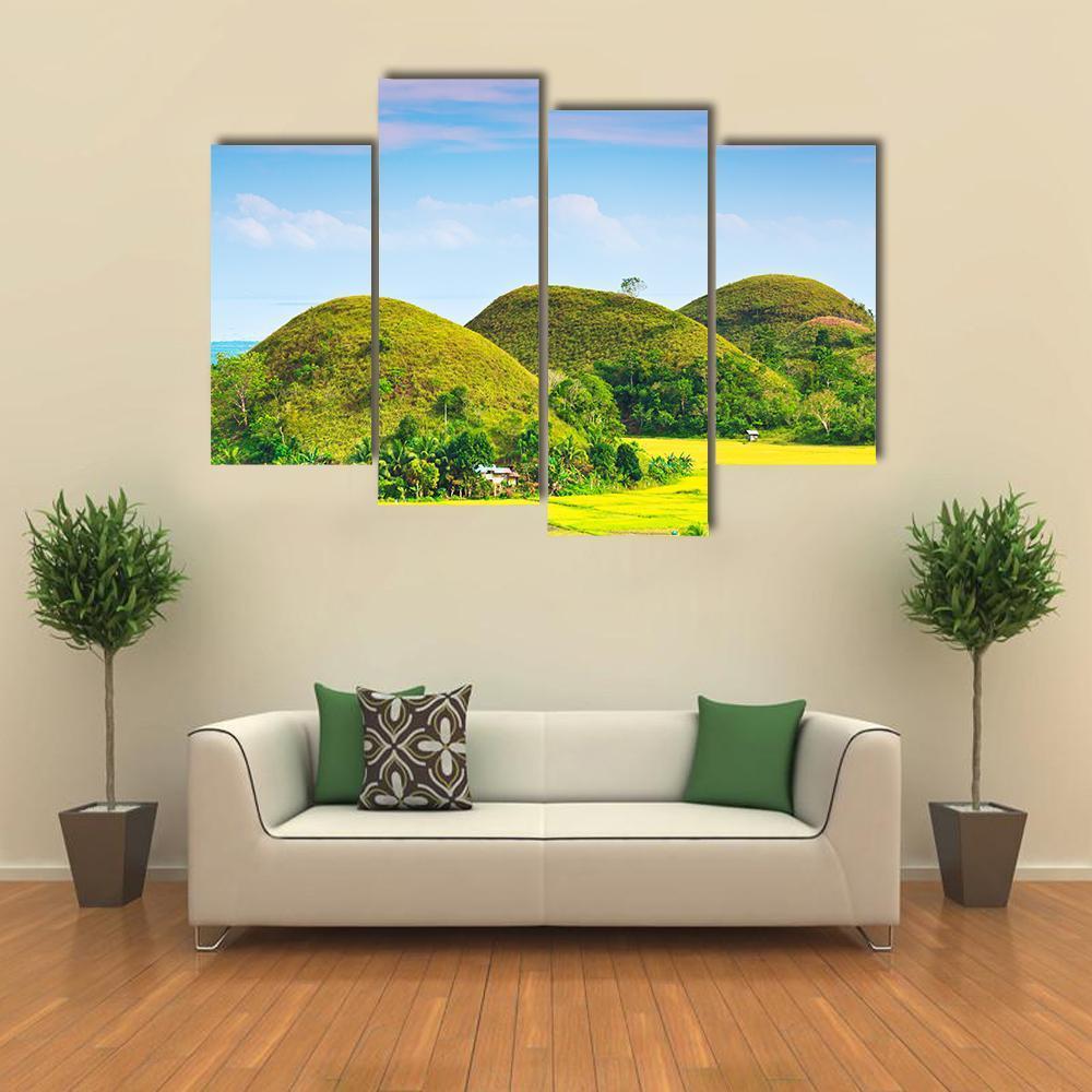 View Of The Chocolate Hills Canvas Wall Art-4 Pop-Gallery Wrap-50" x 32"-Tiaracle