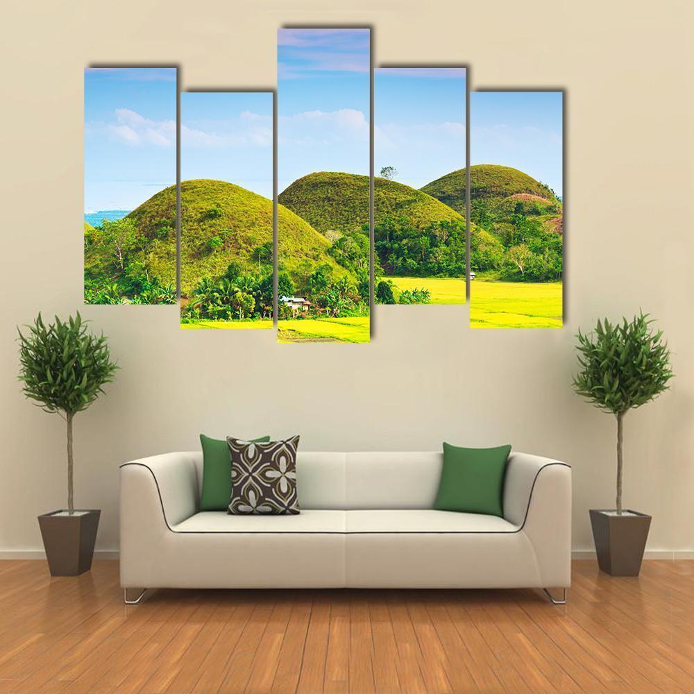 View Of The Chocolate Hills Canvas Wall Art-5 Pop-Gallery Wrap-47" x 32"-Tiaracle