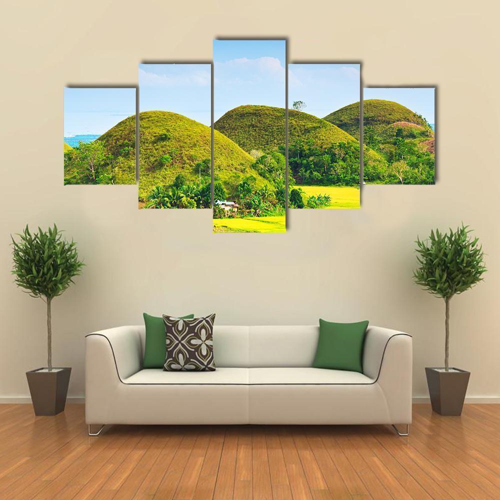View Of The Chocolate Hills Canvas Wall Art-5 Star-Gallery Wrap-62" x 32"-Tiaracle