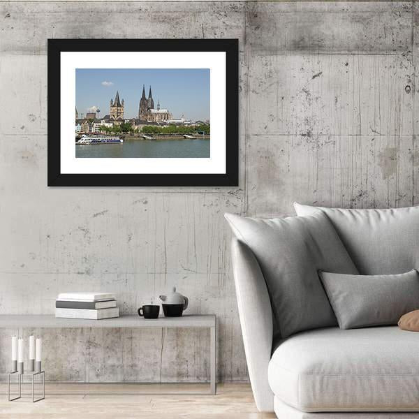 View Of The City From River Rhine Canvas Wall Art-3 Horizontal-Gallery Wrap-25" x 16"-Tiaracle