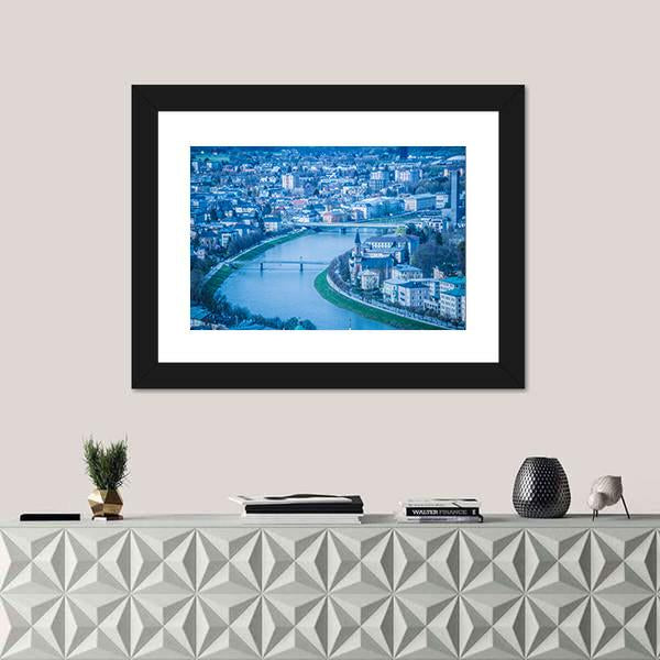 View Of The City Of Salzburg Canvas Wall Art-1 Piece-Framed Print-20" x 16"-Tiaracle