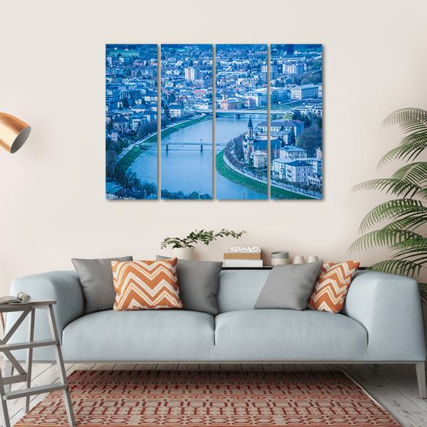 View Of The City Of Salzburg Canvas Wall Art-4 Horizontal-Gallery Wrap-34" x 24"-Tiaracle