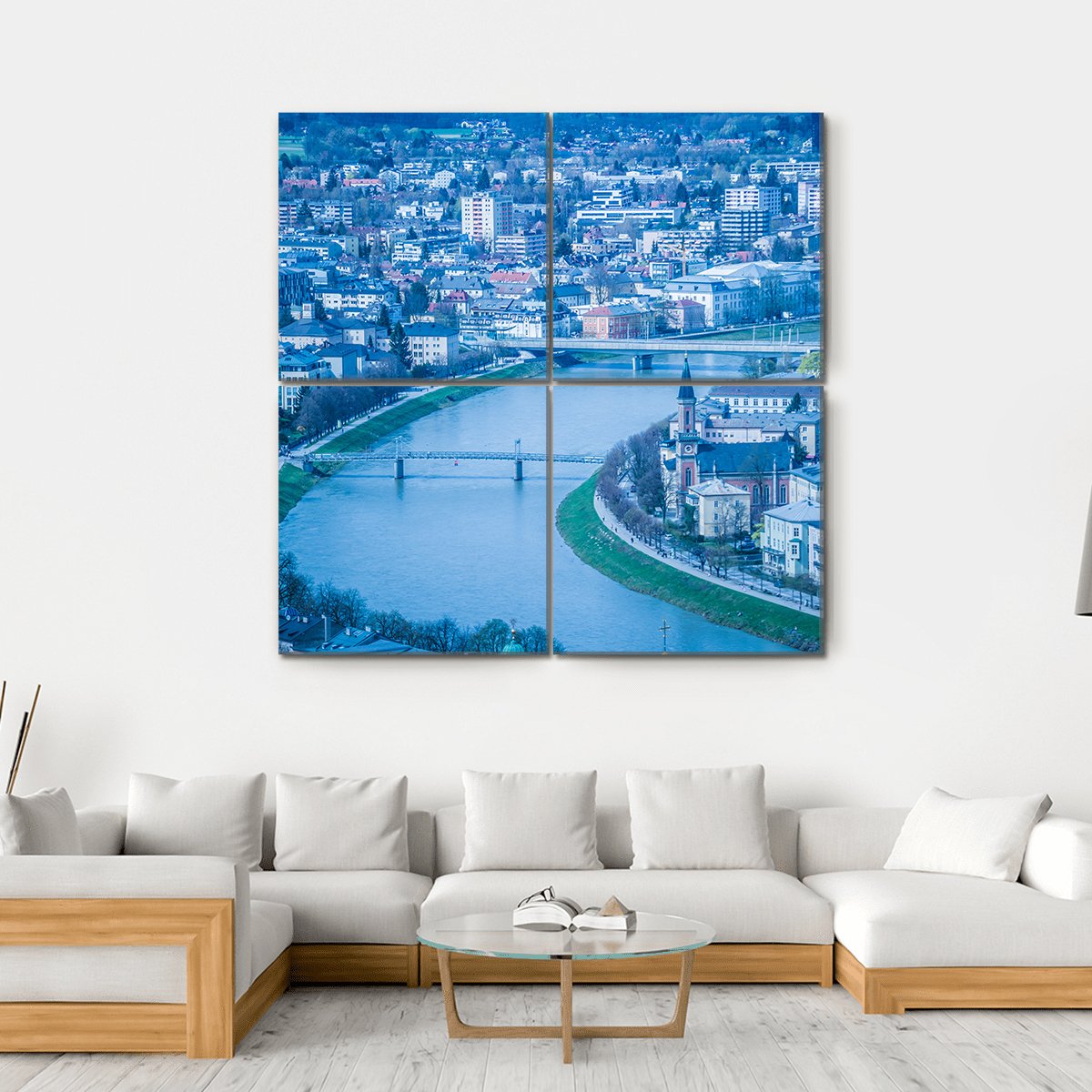 View Of The City Of Salzburg Canvas Wall Art-4 Square-Gallery Wrap-17" x 17"-Tiaracle