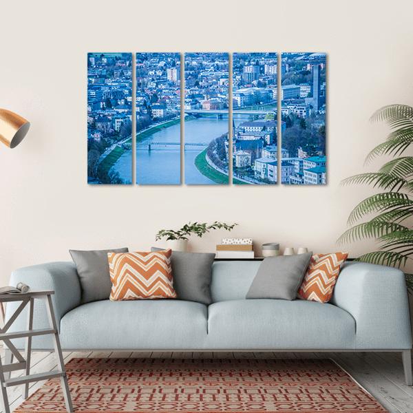 View Of The City Of Salzburg Canvas Wall Art-5 Horizontal-Gallery Wrap-22" x 12"-Tiaracle