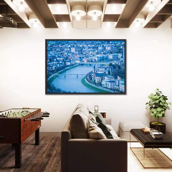 View Of The City Of Salzburg Canvas Wall Art-3 Horizontal-Gallery Wrap-25" x 16"-Tiaracle