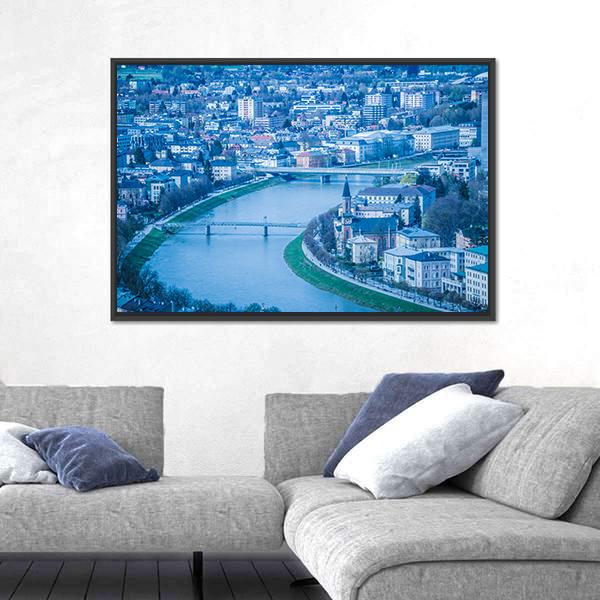View Of The City Of Salzburg Canvas Wall Art-3 Horizontal-Gallery Wrap-25" x 16"-Tiaracle