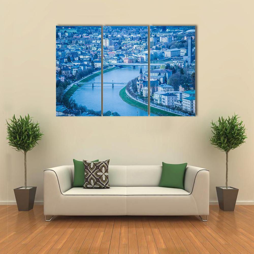 View Of The City Of Salzburg Canvas Wall Art-3 Horizontal-Gallery Wrap-37" x 24"-Tiaracle