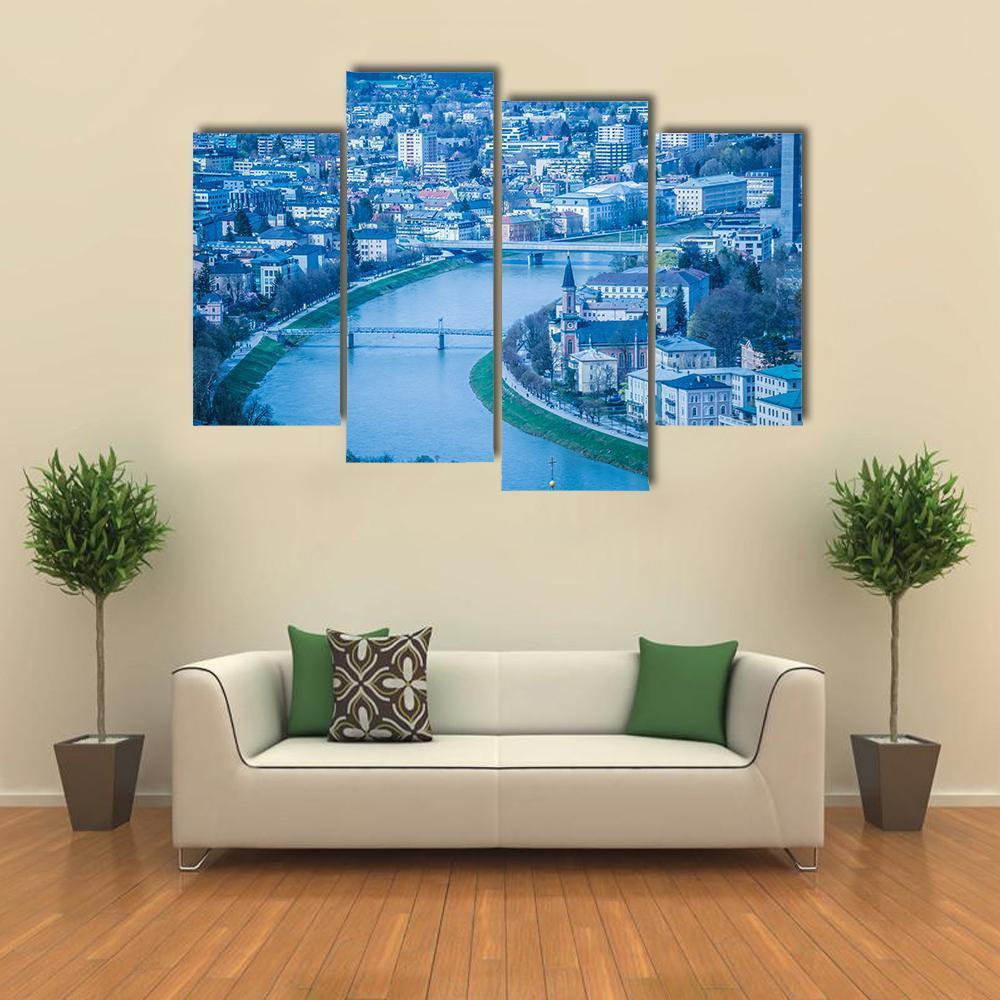 View Of The City Of Salzburg Canvas Wall Art-4 Pop-Gallery Wrap-50" x 32"-Tiaracle