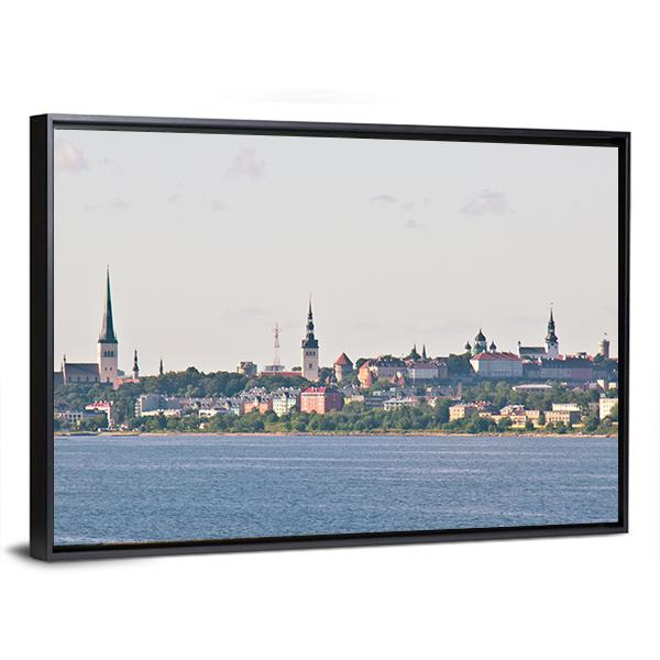 View Of The Cityscape Of Tallinn From The Sea Canvas Wall Art-3 Horizontal-Gallery Wrap-25" x 16"-Tiaracle