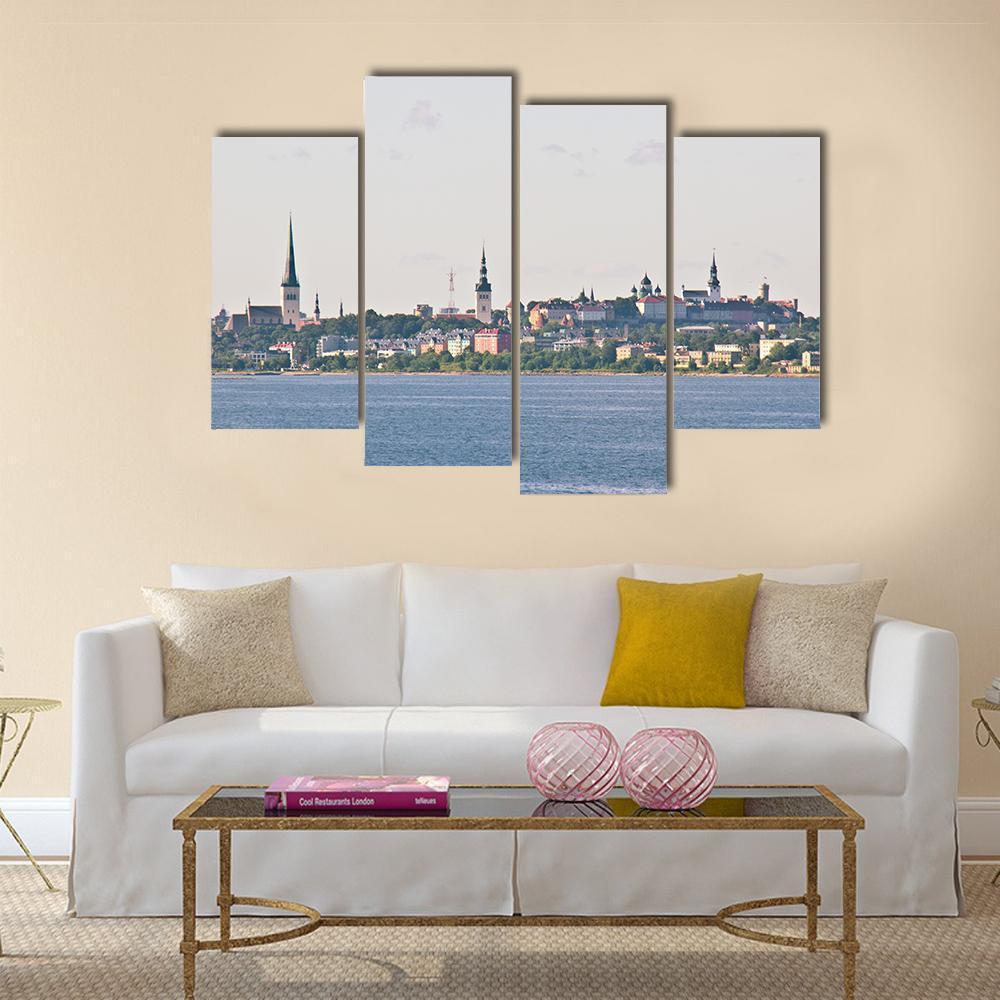 View Of The Cityscape Of Tallinn From The Sea Canvas Wall Art-4 Pop-Gallery Wrap-50" x 32"-Tiaracle