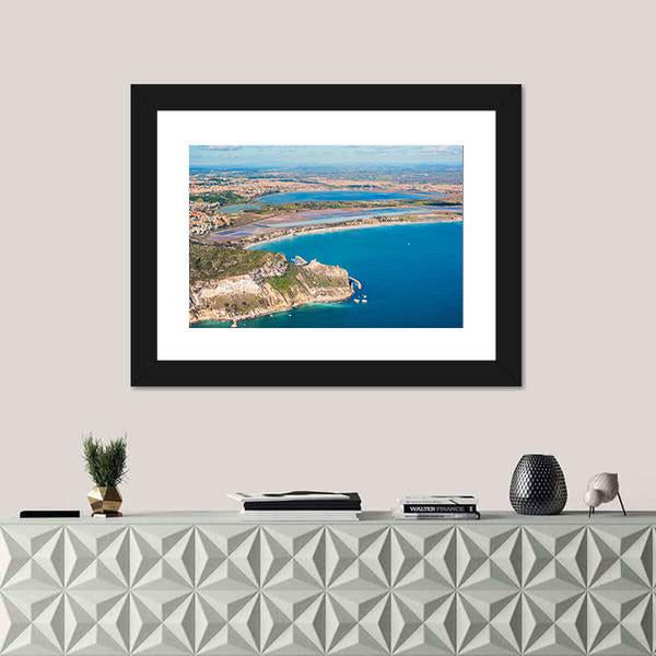 View Of The Coast Poetto In Cagliari Canvas Wall Art-1 Piece-Framed Print-20" x 16"-Tiaracle
