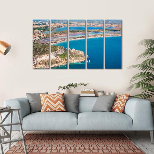 View Of The Coast Poetto In Cagliari Canvas Wall Art-5 Horizontal-Gallery Wrap-22" x 12"-Tiaracle