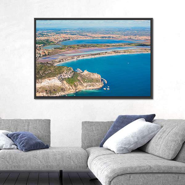 View Of The Coast Poetto In Cagliari Canvas Wall Art-3 Horizontal-Gallery Wrap-25" x 16"-Tiaracle