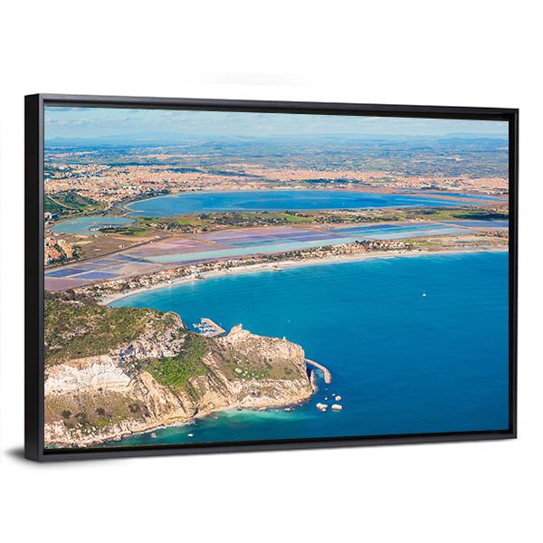 View Of The Coast Poetto In Cagliari Canvas Wall Art-5 Horizontal-Gallery Wrap-22" x 12"-Tiaracle