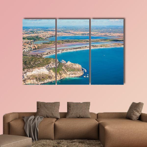 View Of The Coast Poetto In Cagliari Canvas Wall Art-3 Horizontal-Gallery Wrap-37" x 24"-Tiaracle