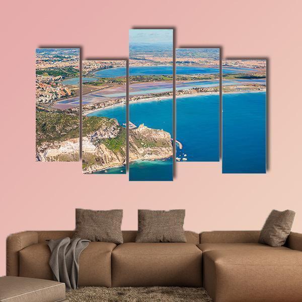 View Of The Coast Poetto In Cagliari Canvas Wall Art-5 Pop-Gallery Wrap-47" x 32"-Tiaracle