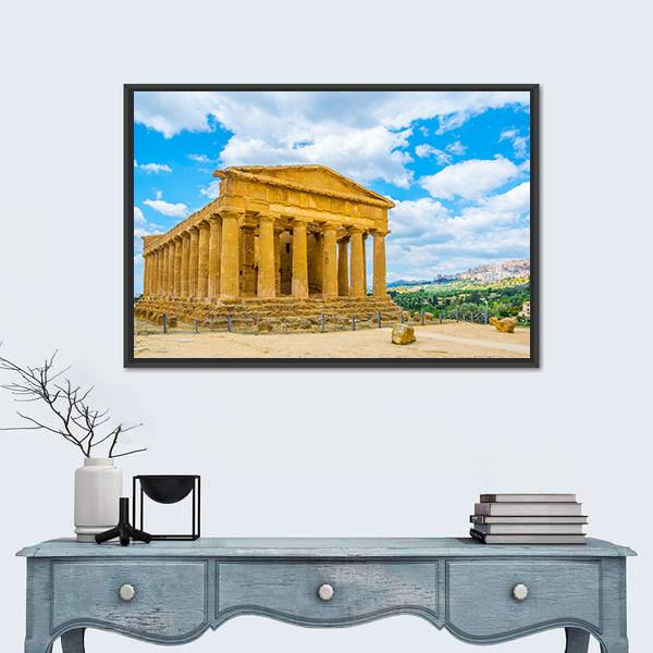 View Of The Concordia Temple Canvas Wall Art-1 Piece-Floating Frame-24" x 16"-Tiaracle
