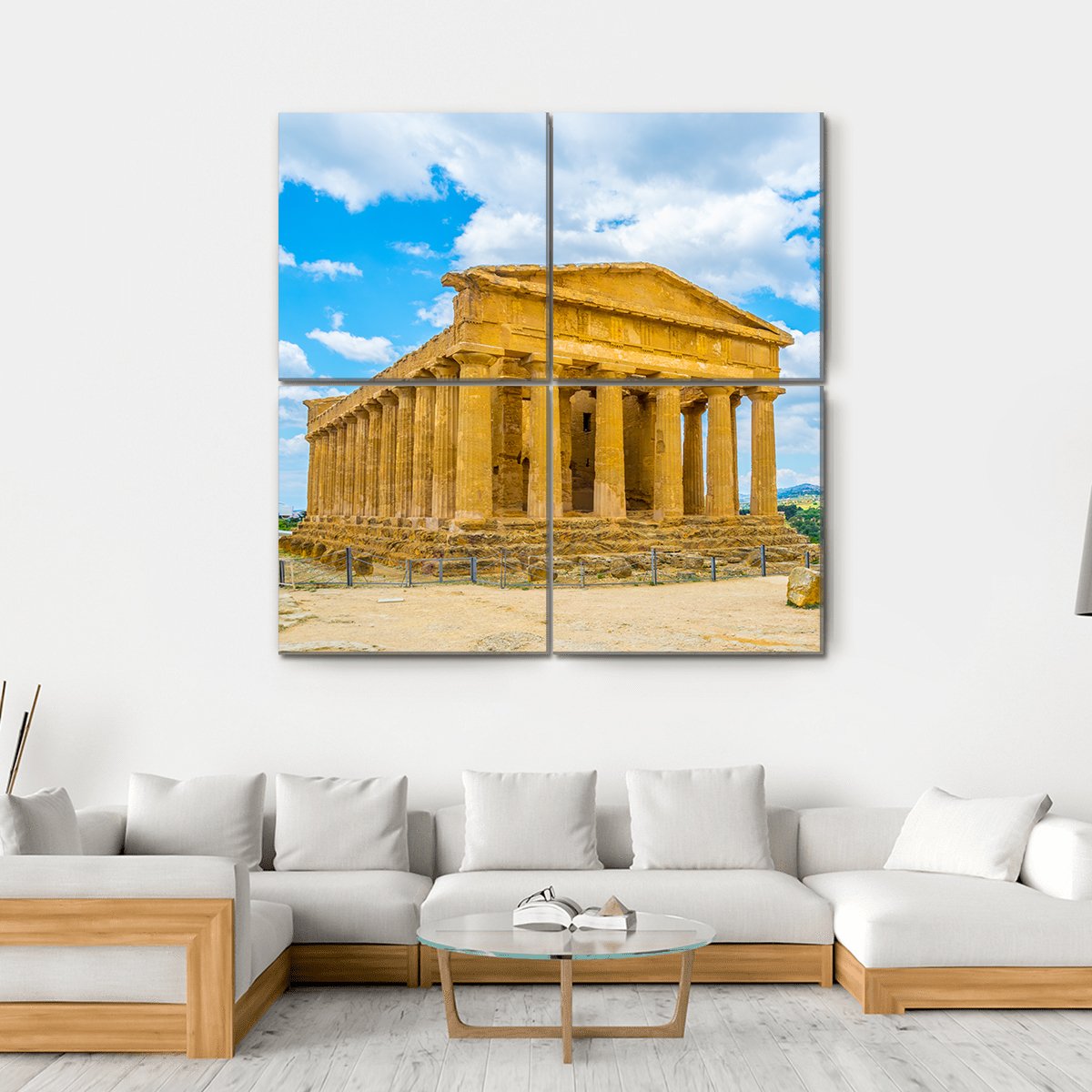 View Of The Concordia Temple Canvas Wall Art-4 Square-Gallery Wrap-17" x 17"-Tiaracle