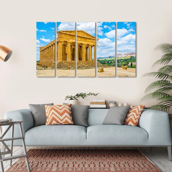 View Of The Concordia Temple Canvas Wall Art-5 Horizontal-Gallery Wrap-22" x 12"-Tiaracle