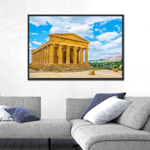View Of The Concordia Temple Canvas Wall Art-3 Horizontal-Gallery Wrap-25" x 16"-Tiaracle