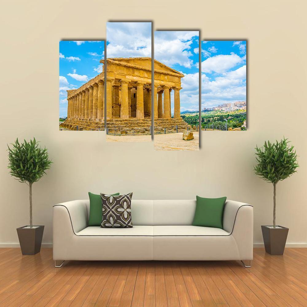 View Of The Concordia Temple Canvas Wall Art-4 Pop-Gallery Wrap-50" x 32"-Tiaracle