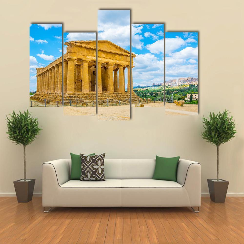 View Of The Concordia Temple Canvas Wall Art-5 Pop-Gallery Wrap-47" x 32"-Tiaracle