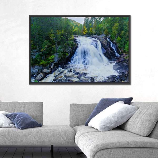 View Of The Diable Waterfall In Canada Canvas Wall Art-3 Horizontal-Gallery Wrap-25" x 16"-Tiaracle