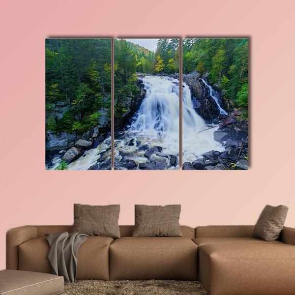 View Of The Diable Waterfall In Canada Canvas Wall Art-3 Horizontal-Gallery Wrap-37" x 24"-Tiaracle