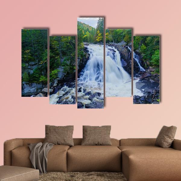 View Of The Diable Waterfall In Canada Canvas Wall Art-5 Pop-Gallery Wrap-47" x 32"-Tiaracle