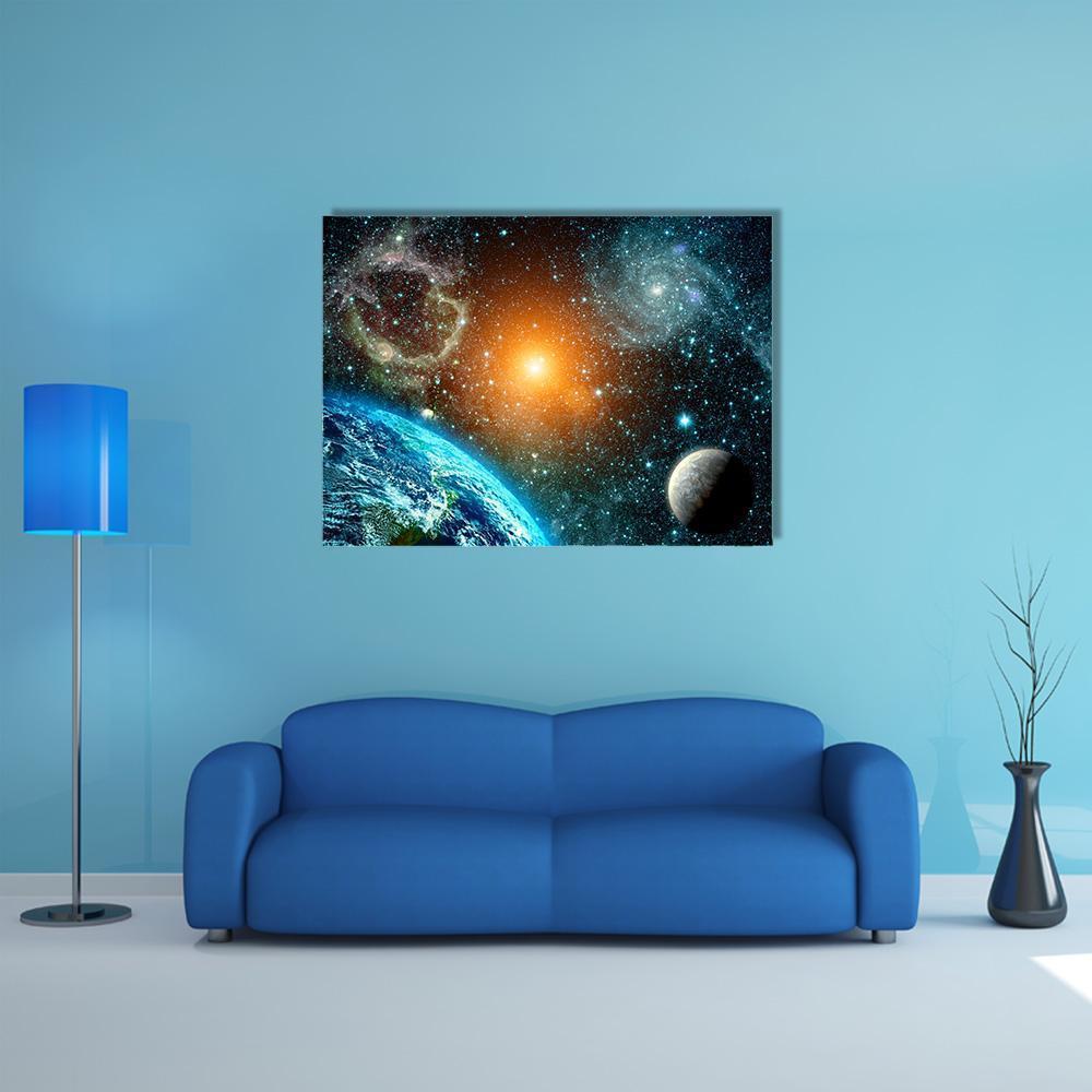 View Of The Earth From Space Canvas Wall Art-4 Horizontal-Gallery Wrap-34" x 24"-Tiaracle