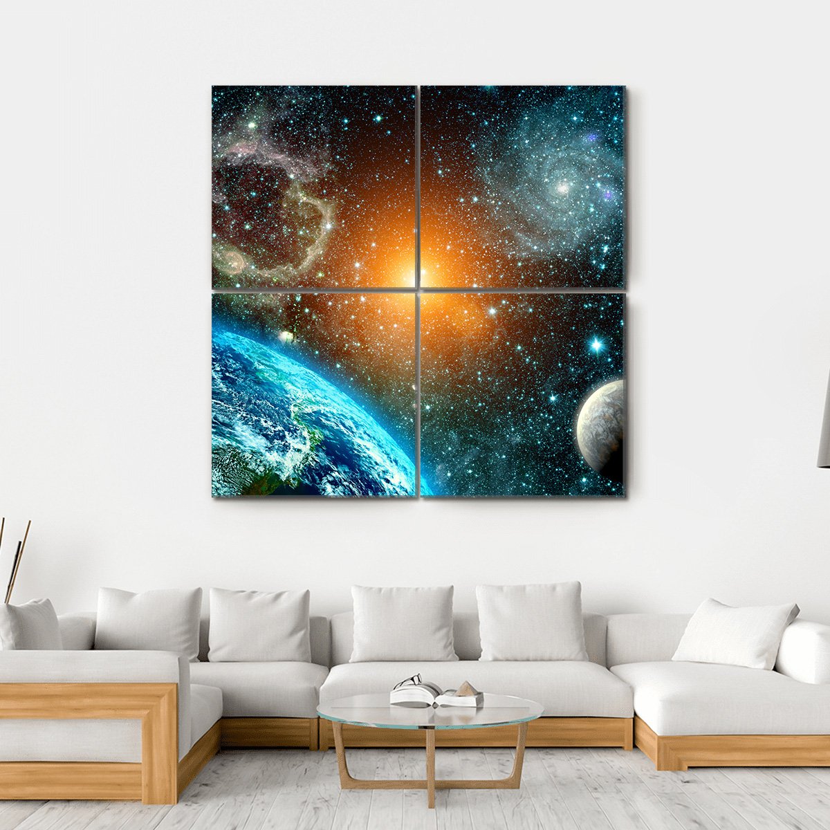 View Of The Earth From Space Canvas Wall Art-4 Square-Gallery Wrap-17" x 17"-Tiaracle