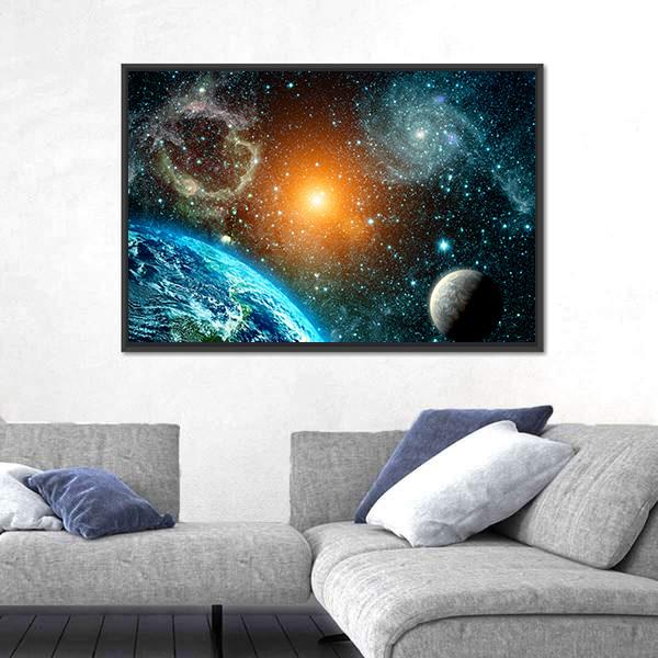 View Of The Earth From Space Canvas Wall Art-5 Horizontal-Gallery Wrap-22" x 12"-Tiaracle
