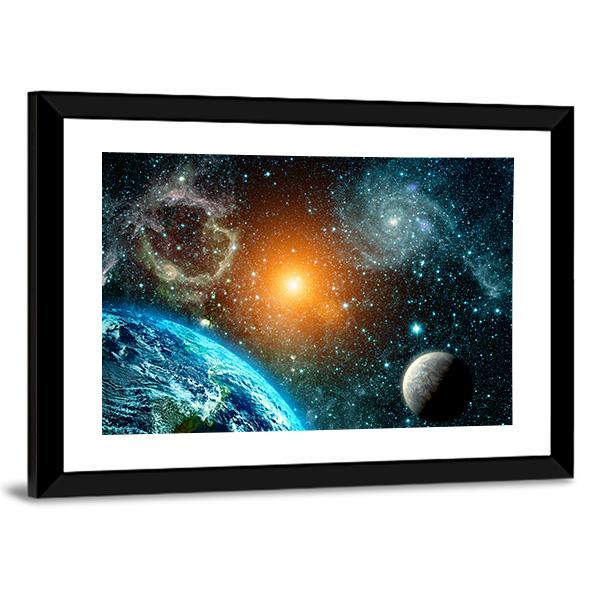 View Of The Earth From Space Canvas Wall Art-5 Horizontal-Gallery Wrap-22" x 12"-Tiaracle